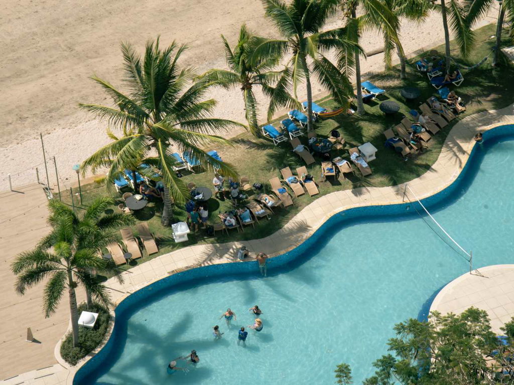 hotel pool view from above