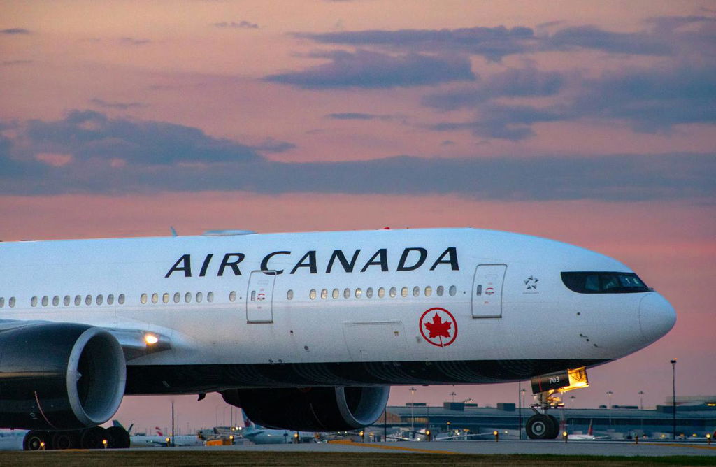 Air Canada plane on the runway