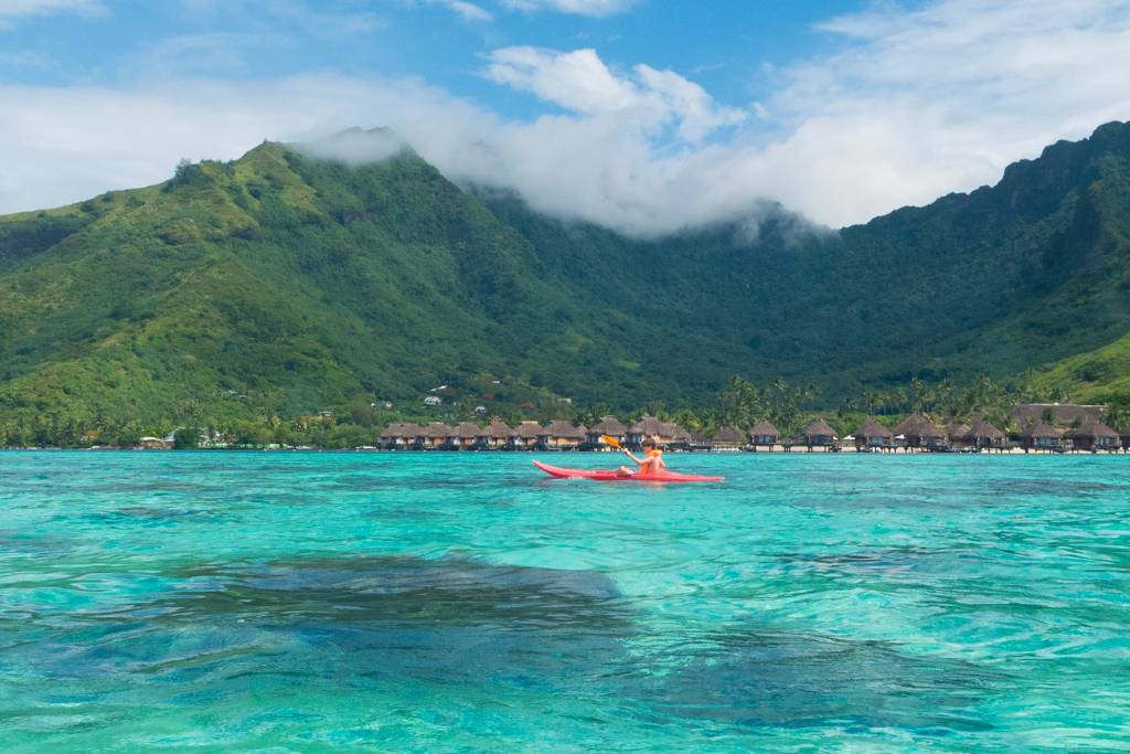 kayaker in French Polynesia