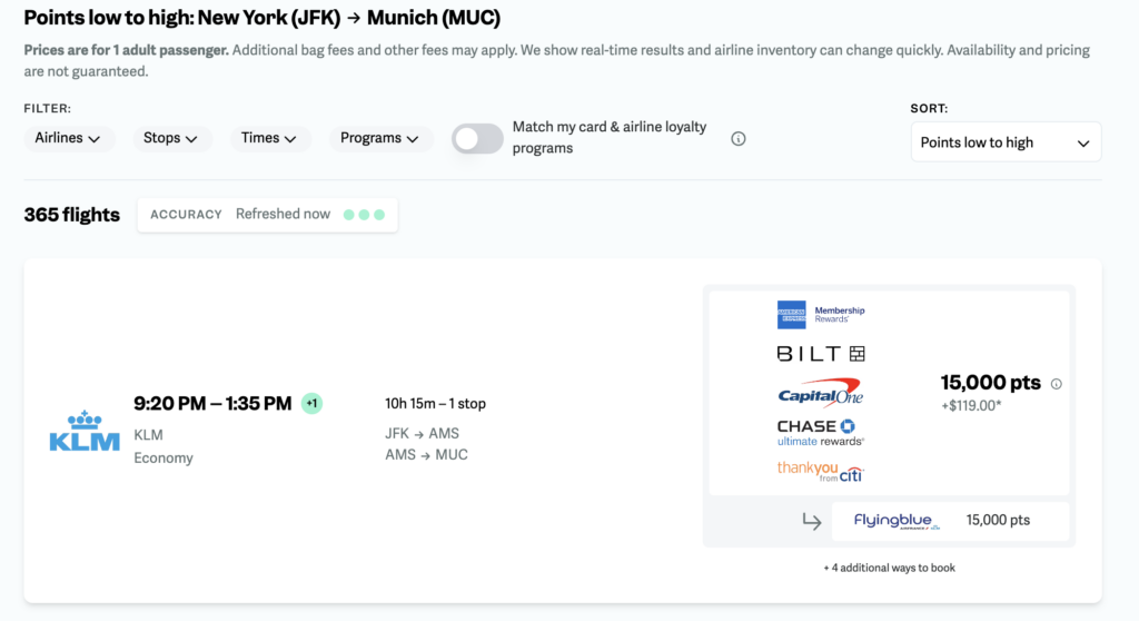 point.me flights to Munich