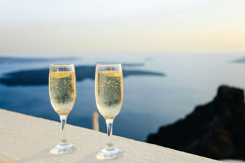 champagne with view in Greece