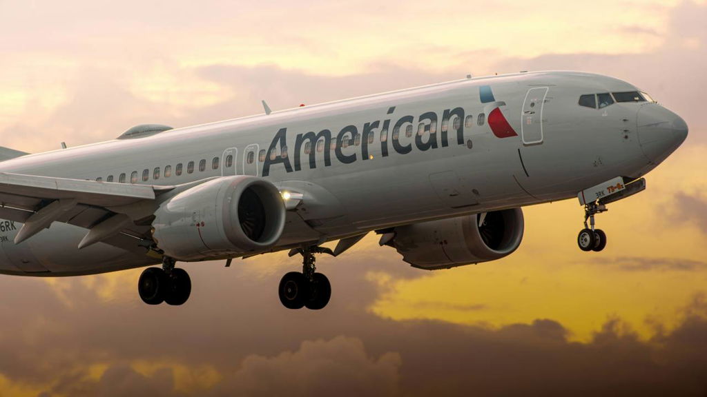 American Airlines plane flying