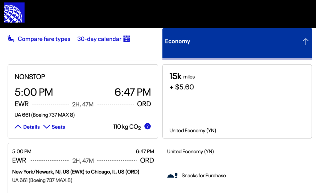 United EWR to ORD