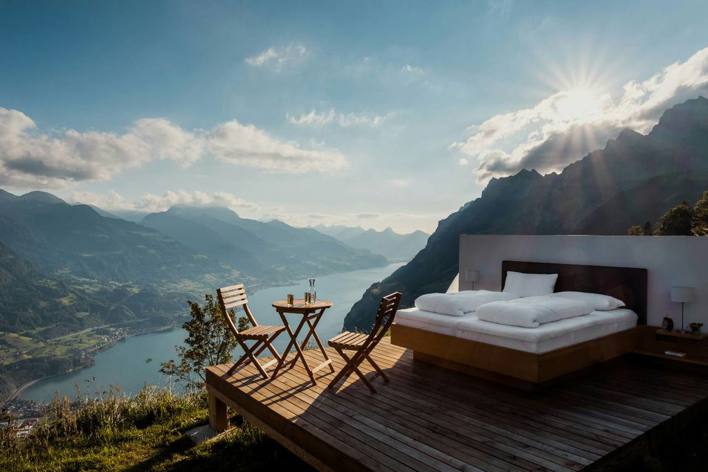 hotel room on mountain in Switzerland