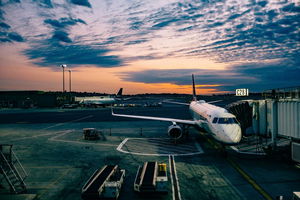 plane at dusk