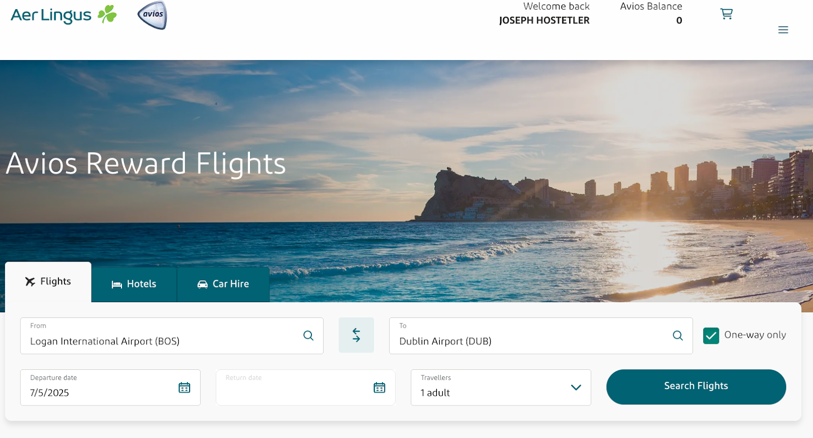booking on Aer Lingus
