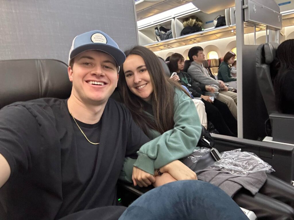 Victoria and Cole in premium economy